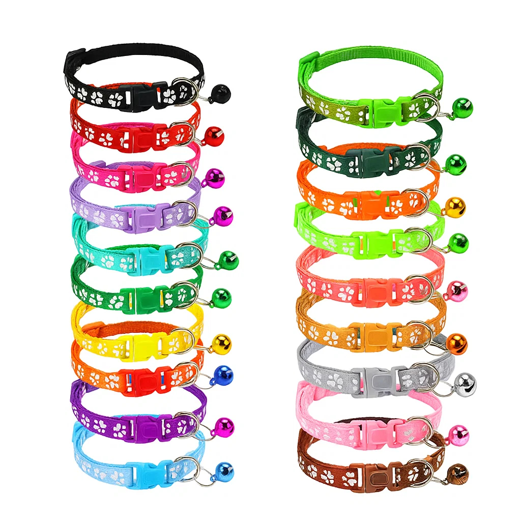 [ส่งด่วน] ปลอกคอสัตว์เลี้ยง ปรับขนาดได้ 19-32ซม. ไนลอน มีกระดิ่ง สำหรับสุนัขและแมว