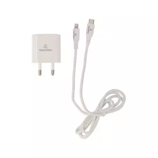 [โปรโมชั่นราคาพิเศษ] อะแดปเตอร์ TECHPRO Wall USB Charger 1 USB-C (PD20W) + USB-C to Lightning Cable 1M. by Banana IT