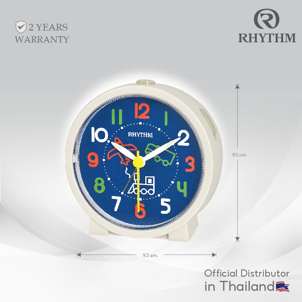 นาฬิกาตั้งโต๊ะ RHYTHM ลายการ์ตูน นาฬิกาเด็ก ตั้งเลื่อนเวลาปลุกได้ เข็มเดินเงียบ ฐานกว้าง 9.3 ซม.-CRE306NR77