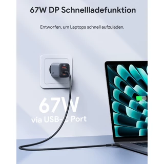 [สำหรับ iPhone 17] AUKEY PA-B6U หัวชาร์จเร็ว 67W GaN 3 Port รองรับ UFCS PD QC