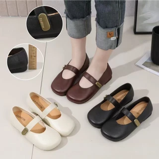 พร้อมส่งจากไทย【9124】รองเท้าหนังPUทรงแมรี่เจนแบบสวมสไตล์เจ้าหญิงน่ารักสุดๆ(ควร+1ไซส์เพิ่ม ) tobo