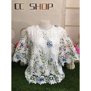 เสื้อลูกไม้ เสื้อสงกรานต์ เสื้อลายดอก พิมพ์ลายแขนสามส่วน รอบอก5205-4605