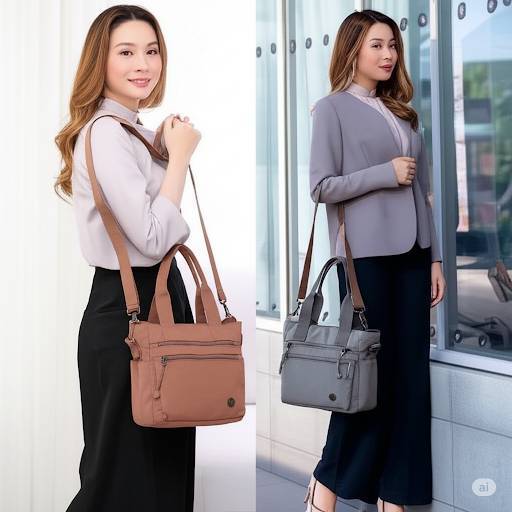 Lingky กระเป๋าทรงถือ+สะพาย ผ้าร่มสปอร์ตรุ่นใหม่ มีน้ำหนักเบามาก ไซส์ 10" มี 4 ซิป+2 ช่องด้านข้าง (LU 4035)