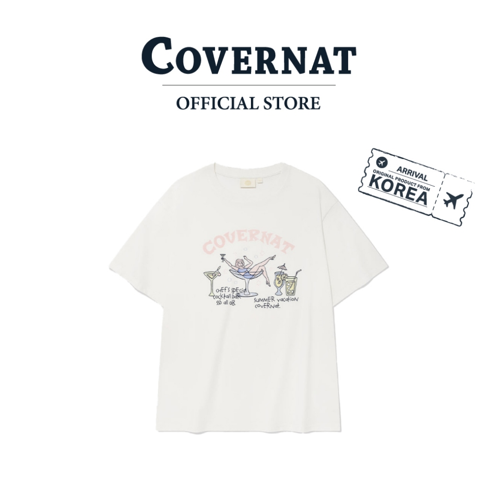 COVERNAT เสื้อยืด รุ่น Women'S Semi Oversized Fit Cocktail T-Shirt White (70342SCTSSF_U5WTXX)