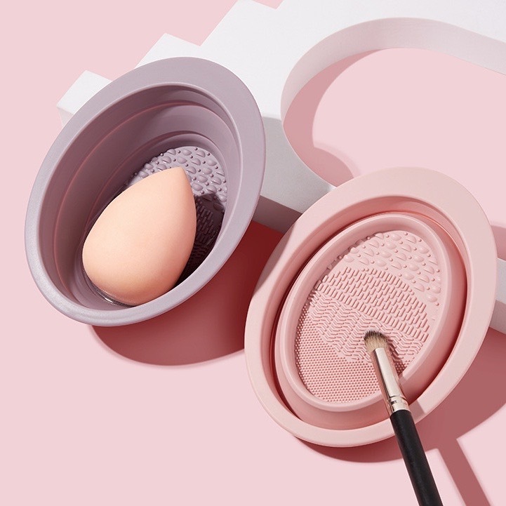 W137 ซิลิโคนล้างแปรงแต่งหน้า ขจัดคราบเครื่องสำอาง สะอาดและอ่อนโยนต่อขนแปรงแต่งหน้า พับได้ แบบพกพา ใช้ง่าย สะดวก