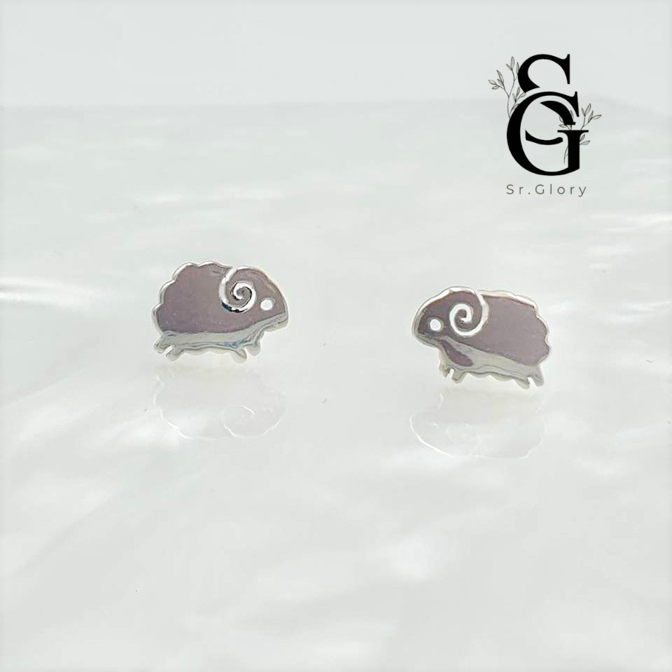 Sr.Glory ต่างหูเงินแท้ 92.5% ต่างหูแกะแท้ทั้งหมด สไตล์มินิมอล  พร้อมแป้นต่างหูเงินแท