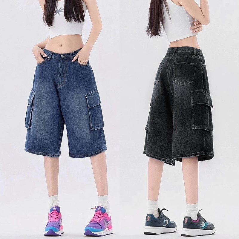 S-10XL กางเกงขาสั้นยีนส์ 5 ส่วน คาร์โก้ คาร์ใจ ใส่สบาย ผ้านุ่ม ใส่ได้ทั้งชายและหญิง