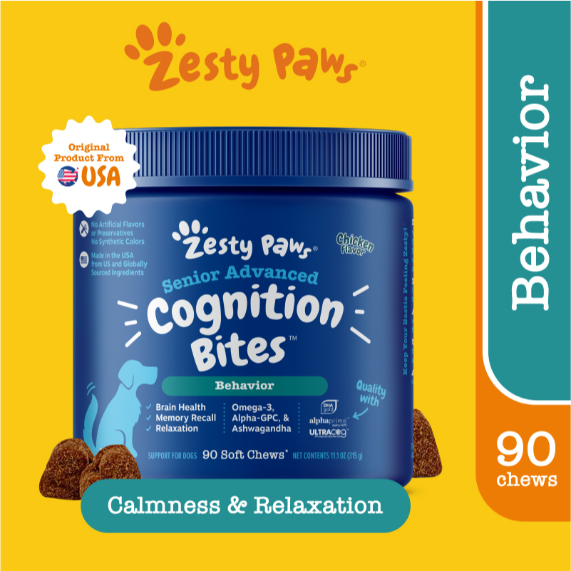 Zesty Paws Senior Advanced Cognition Bites - Chicken Flavor (90 Soft Chews)(EXP:05 2027)