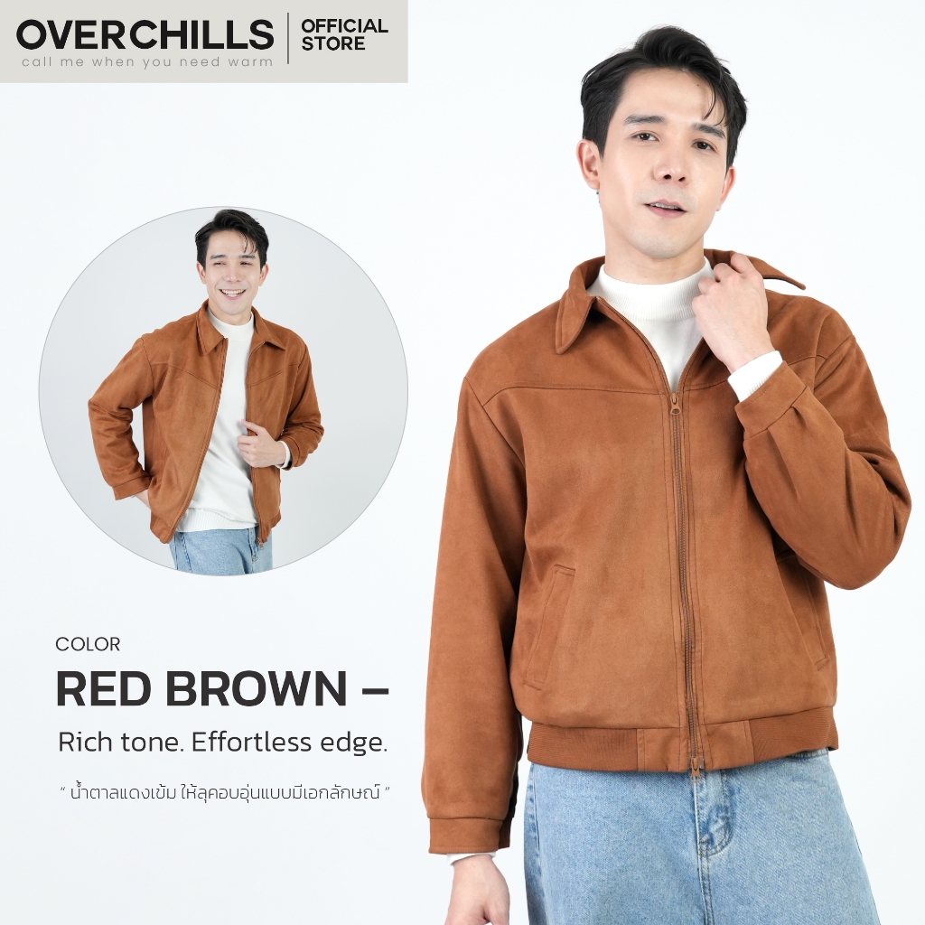 Overchills เสื้อแจ็คแก็ตผู้ชาย หนังกลับ แขนยาว ใส่ได้ทุกสภาพอากาศ - รูปที่ 6