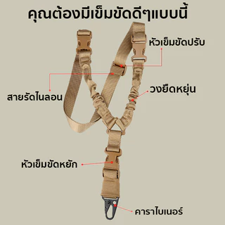 สายสะพายปืน วัสดุหนา มี 2 สีให้เลือก สายกันตก สายสะพายยุทธวิธีแบบ