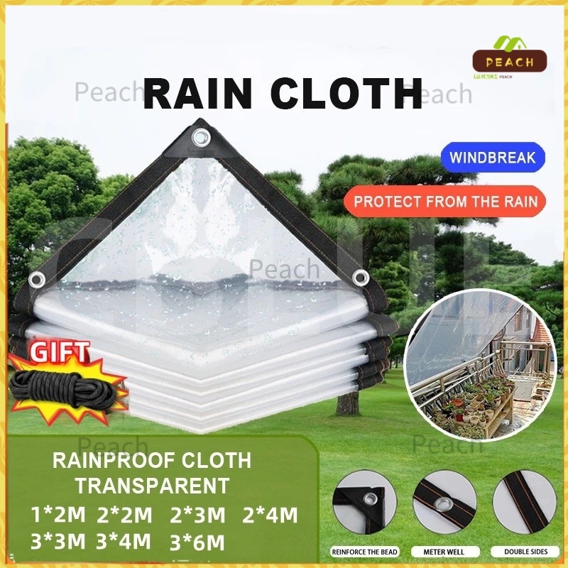 พร้อมส่ง ผ้าใบใส ผ้าใบกันฝน 100% ผ้าใบอเนกประสงค์ กันลม หลังคา 3/5/6m