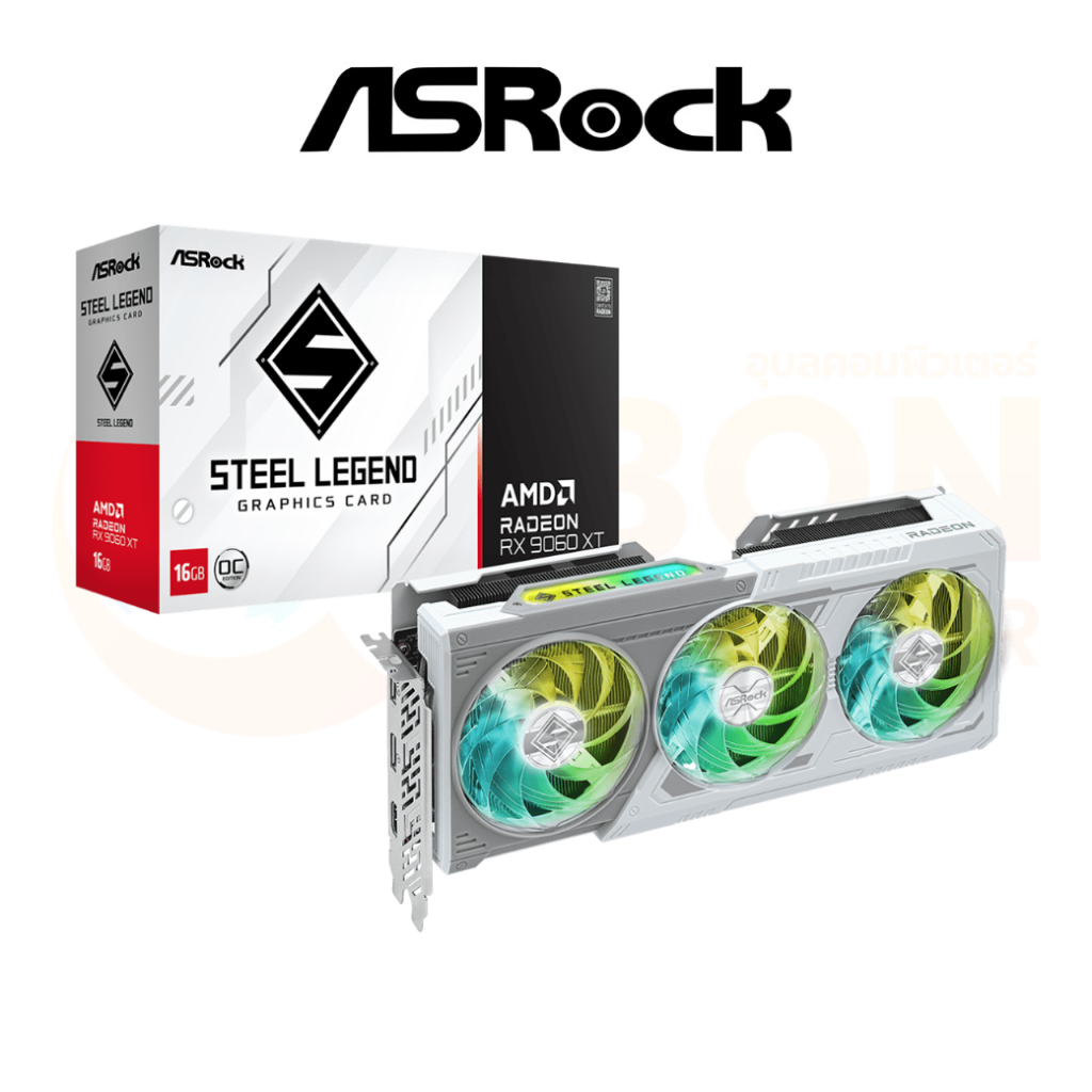 VGA การ์ดจอ ASROCK AMD RADEON RX 9060 XT STEEL LEGEND 16GB OC GDDR6