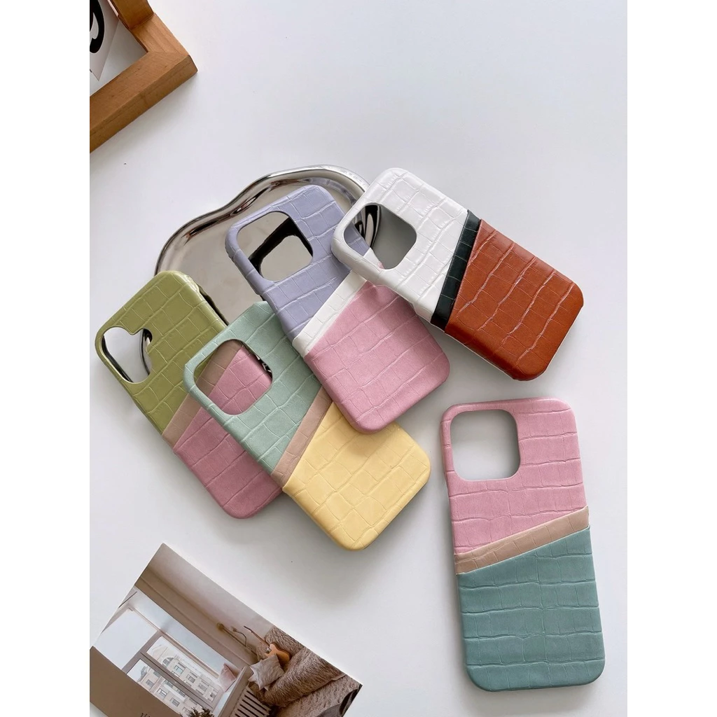 (มี16)พร้อมส่งในไทย⭐️ 5โทนสี PC072 เคสหนังใส่บัตร 2ชั้น สีทรีโทน เคสไอโฟน เคสใส่บัตร สำหรับ iPHONE i11-16Promax