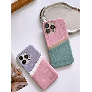 (มี16)พร้อมส่งในไทย⭐️ 5โทนสี PC072 เคสหนังใส่บัตร 2ชั้น สีทรีโทน เคสไอโฟน เคสใส่บัตร สำหรับ iPHONE i11-16Promax