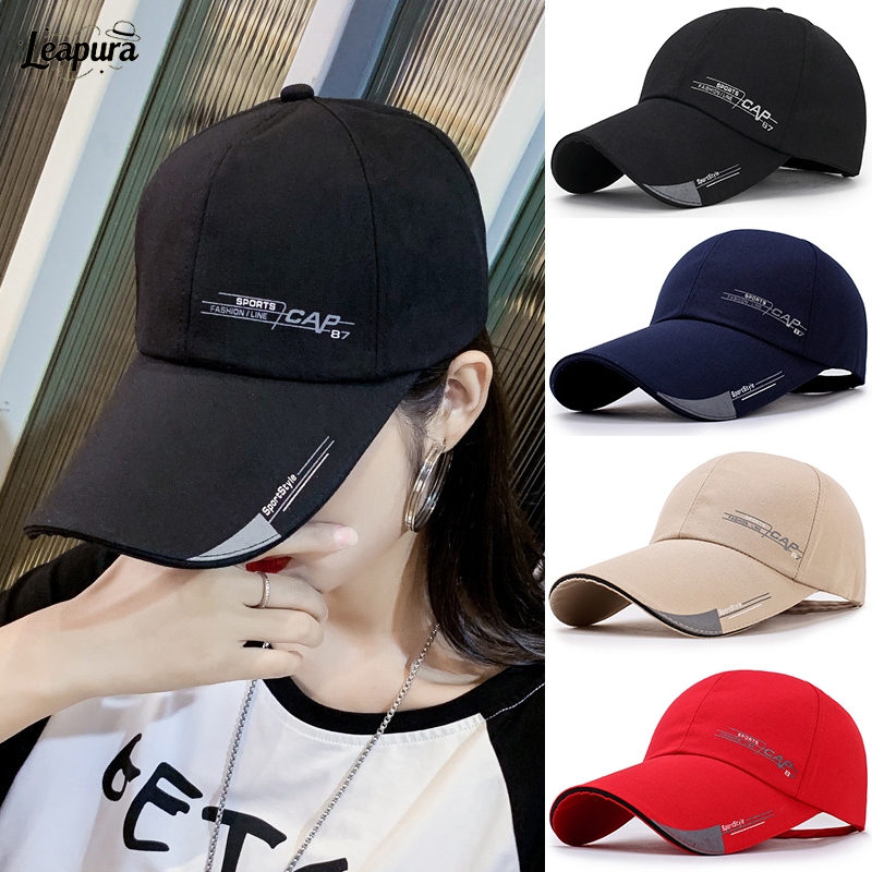 หมวกเบสบอล ลายตัวอักษรเรียบง่าย สไตล์เกาหลีแฟชั่น ป้องกันรังสียูวี กลางแจ้ง หมวกกันแดด❤️Leapura
