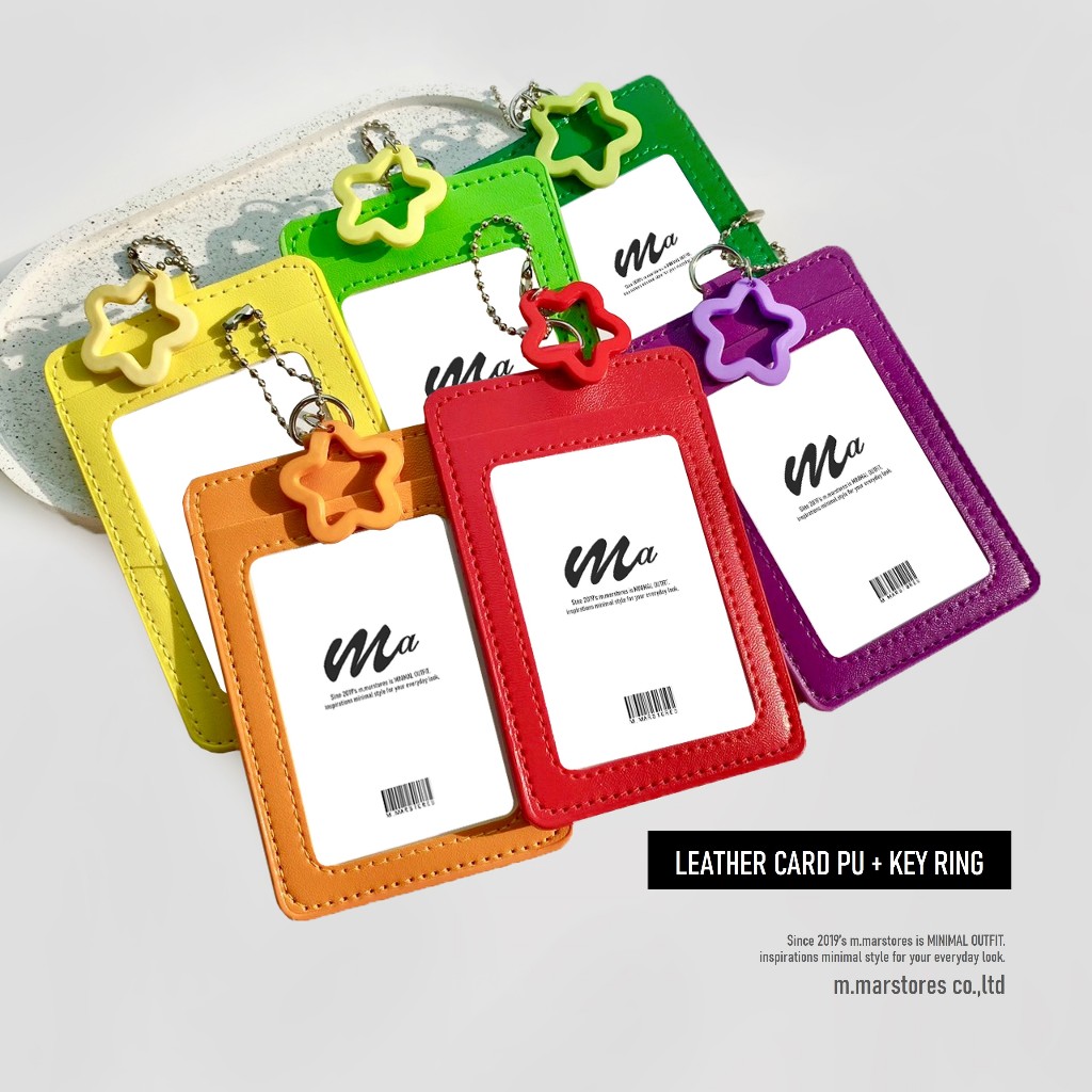 𝗟𝗘𝗔𝗧𝗛𝗘𝗥 𝗖𝗔𝗥𝗗 + 𝗦𝗧𝗔𝗥 𝗞𝗘𝗬 𝗥𝗜𝗡𝗚 [ มีบริการสกรีนชื่อ ] กรอบบัตรแบบหนัง + พวงกุญแจ