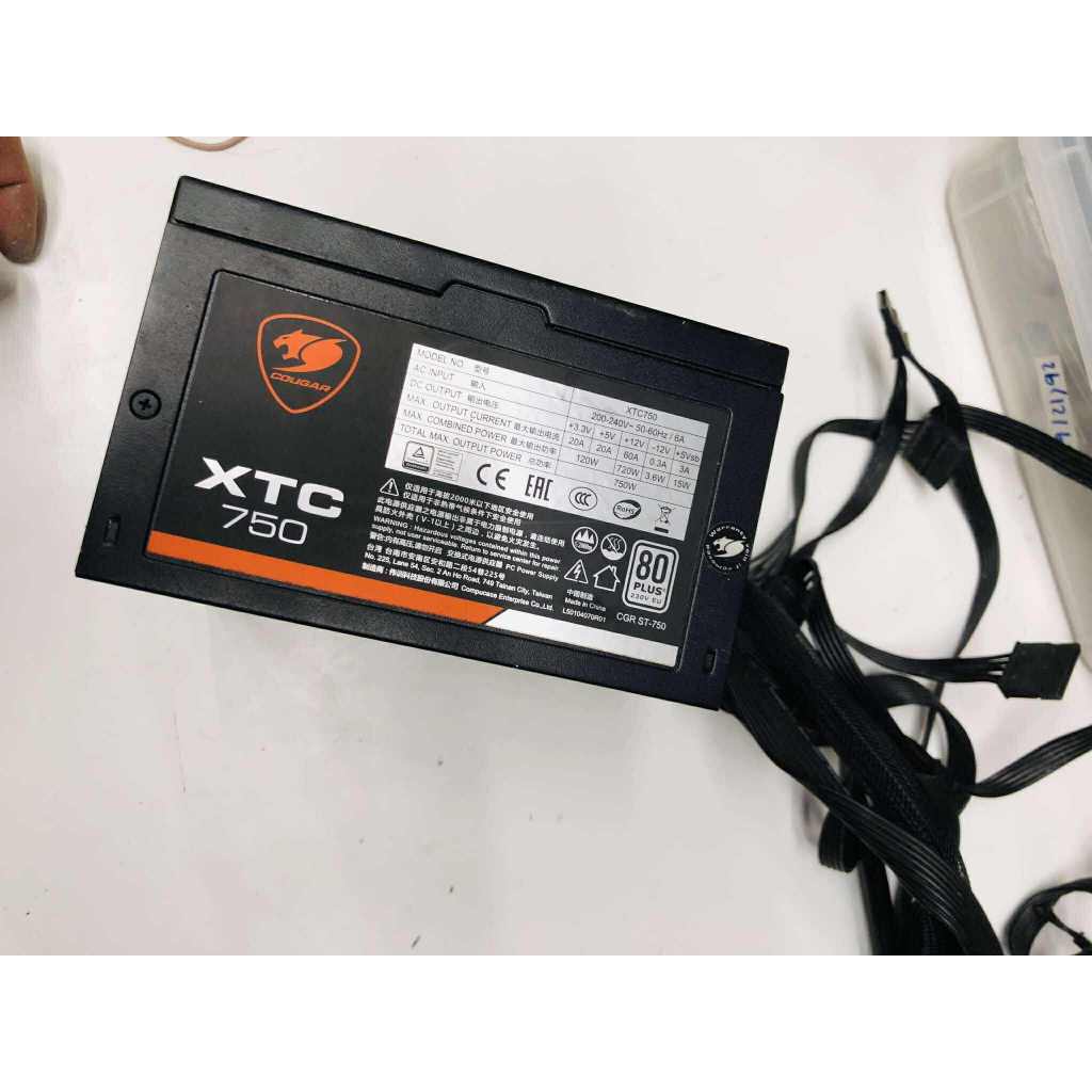 POWER SUPPLY (อุปกรณ์จ่ายไฟ) COUGAR XTC - 750W 80 PLUS WHITE ไม่มีกล่องใช้งานปกติ มีประกัน
