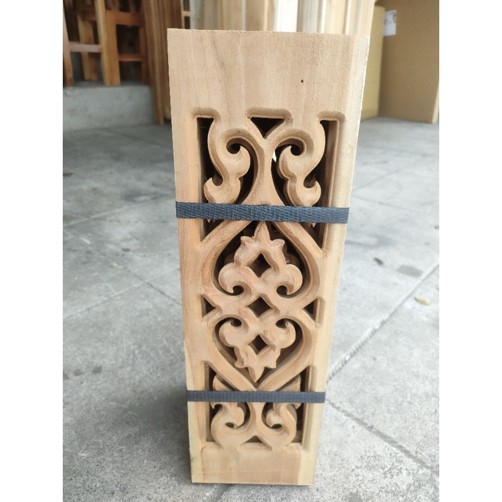 ฉลุไม้สัก ลายหัวใจเดี่ยว (10 ชิ้น)5×40,5×80,สัปรด6×50