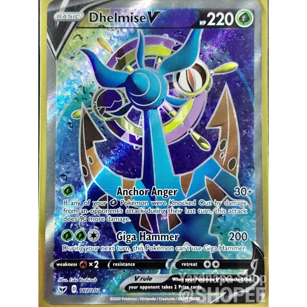Dhelmise V 187/202 Ultra Rare Sword & Shield Pokemon Card English NM โปเกมอน การ์ด อังกฤษ สภาพดี ของ