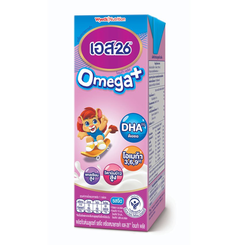 [ขายยกลัง!] เอส-26 โอเมก้า พลัส นมยูเอชที 180 มล.1 แพ็ค x 12 กล่อง (รวม 3 แพ็ค = 36 กล่อง) S-26 OMEGA PLUS UHT 180 ML. - รูปที่ 3