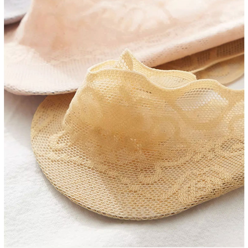 ถุงเท้าคัทชูไซส์ใหญ ผ้าลูกไม้ และ cotton ข้อเว้า ซ่อนขอบ มีซิลิโคนกันหลุด กระชับเท้า  ยืดหยุ่นโปร่งใส่สบาย 5 สีสวย - รูปที่ 2