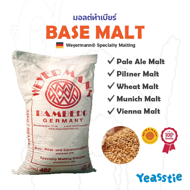 มอลต์ Pale Ale, Pilsner Malt, Vienna Malt, Munich Malt, Wheat Malt จาก Weyermann มอลต์ทำเบียร์