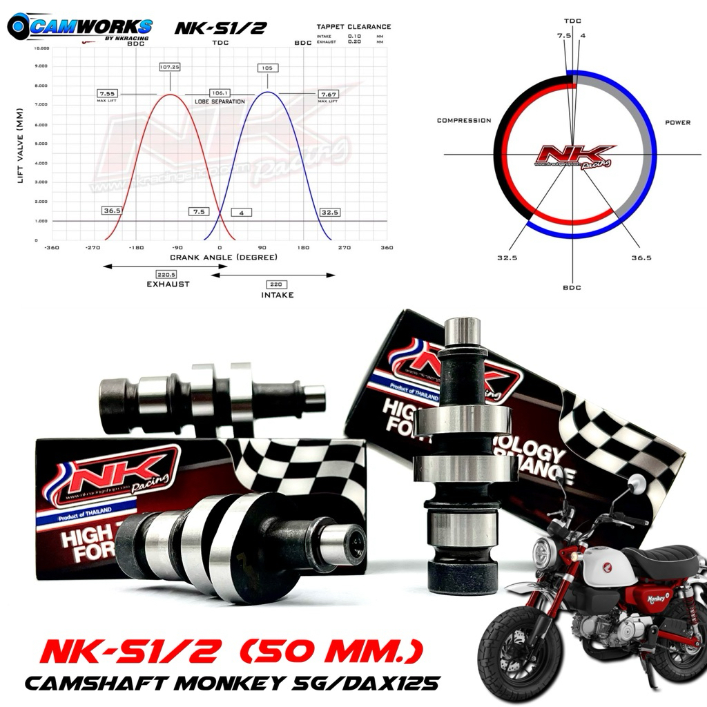 แคมชาร์ฟ Monkey 5G/Dax125 ลูกเดิม (50 mm.) S1/2