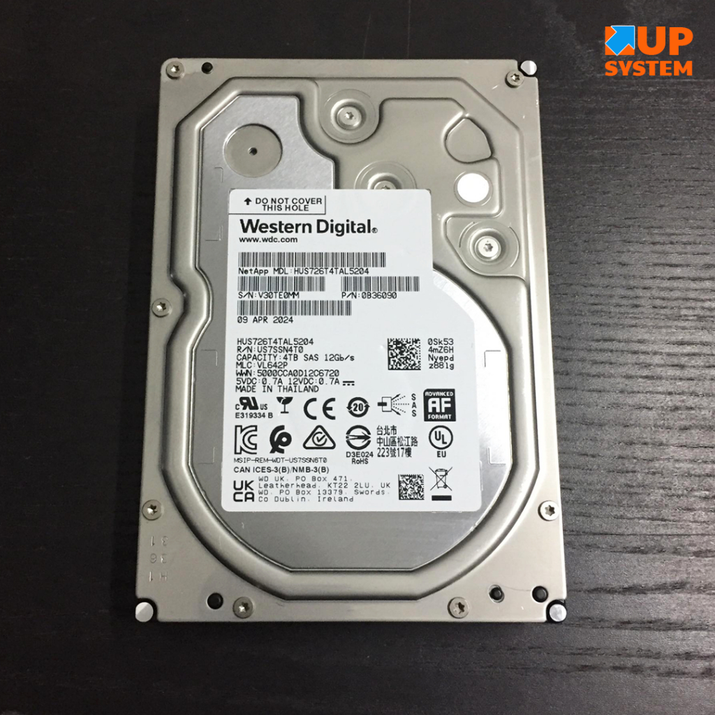 ฮาร์ดดิสก์ Harddisk Western Digital / 4TB / 7.2K /SAS 12Gbps / Size 3.5″ / HUS726T4TAL5204 (Used)