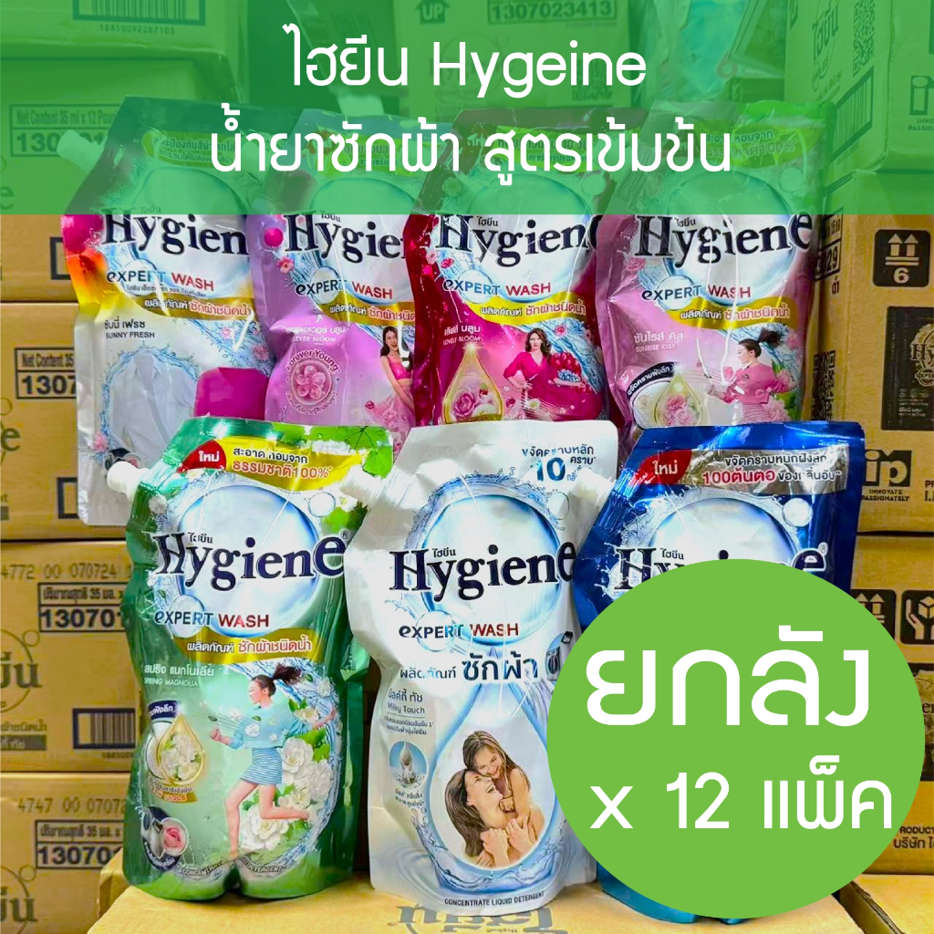 (ยกลัง x12)  ไฮยีน Hygiene Expert Wash 600 มล. น้ำยาซักผ้า สูตรเข้มข้น ครบทุกสูตร household