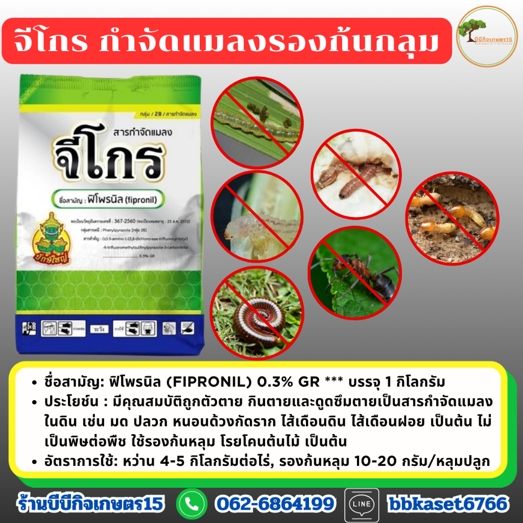 ยาป้องกันและกำจัดแมลง จีโกร 3 จี ใช้แทนฟูราดานได้ ออกฤทธิ์เหมือนกัน กำจัดแมลงได้ดีกว่า บรรจุ 1 กก.