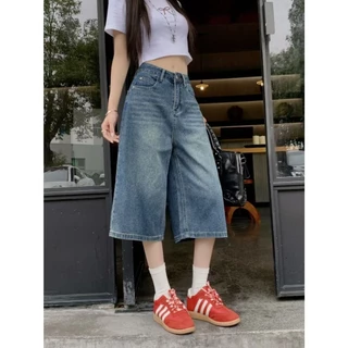 กางเกงยีนส์ขากระบอก S-10XL ทรงหลวมขากว้างใส่ได้ทั้งเอวสูง เอวต่ำ ผ้าใส่สบาย
