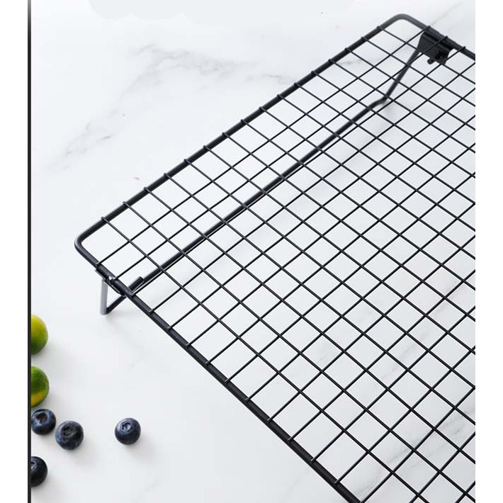 ชั้นตะแกรงสำหรับวางระบายความร้อนเค้ก แบบพับได้ ตะแกรงตาข่ายสีดำ Food Grade สำหรับทำอาหาร อบขนม - รูปที่ 2