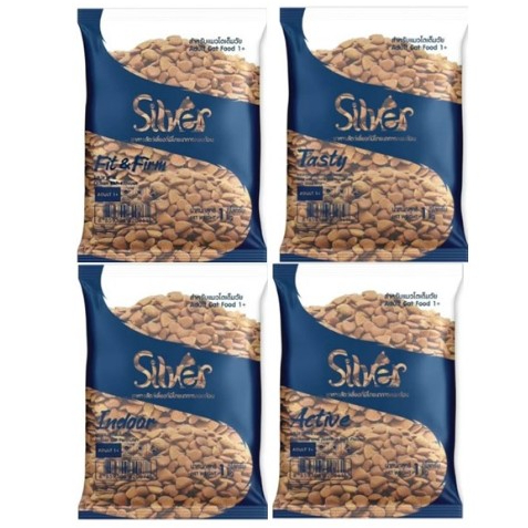 Silver อาหารแมวเม็ด เกรดพรีเมี่ยม โซเดียมต่ำ ขนสวย สุขภาพดี ถุงแพ็คเกตบริษัท1kg.x4ถุง*โปรดอ่านรายละเอียดก่อนสั่งซื้อ