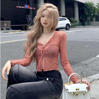 พร้อมส่ง✈️NovaMode🌸เสื้อซีทรูแขนยาวลายตารางสุดชิค เนื้อบางเบ…