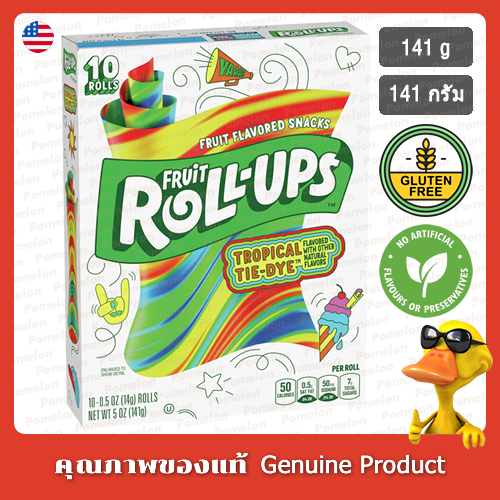 เบ็ตตี้ครอกเกอร์ฟรุ๊ตโรลอัพส์ทรอปิคอล 141กรัม  - Betty Crocker Fruit Roll-Ups Tropical Tie-Dye 141g