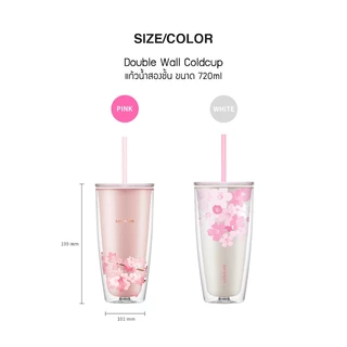 LocknLock แก้วพลาสติก 2 ชั้นลายซากุระ Double Wall Cold Cup 720 ml. รุ่น HAP509