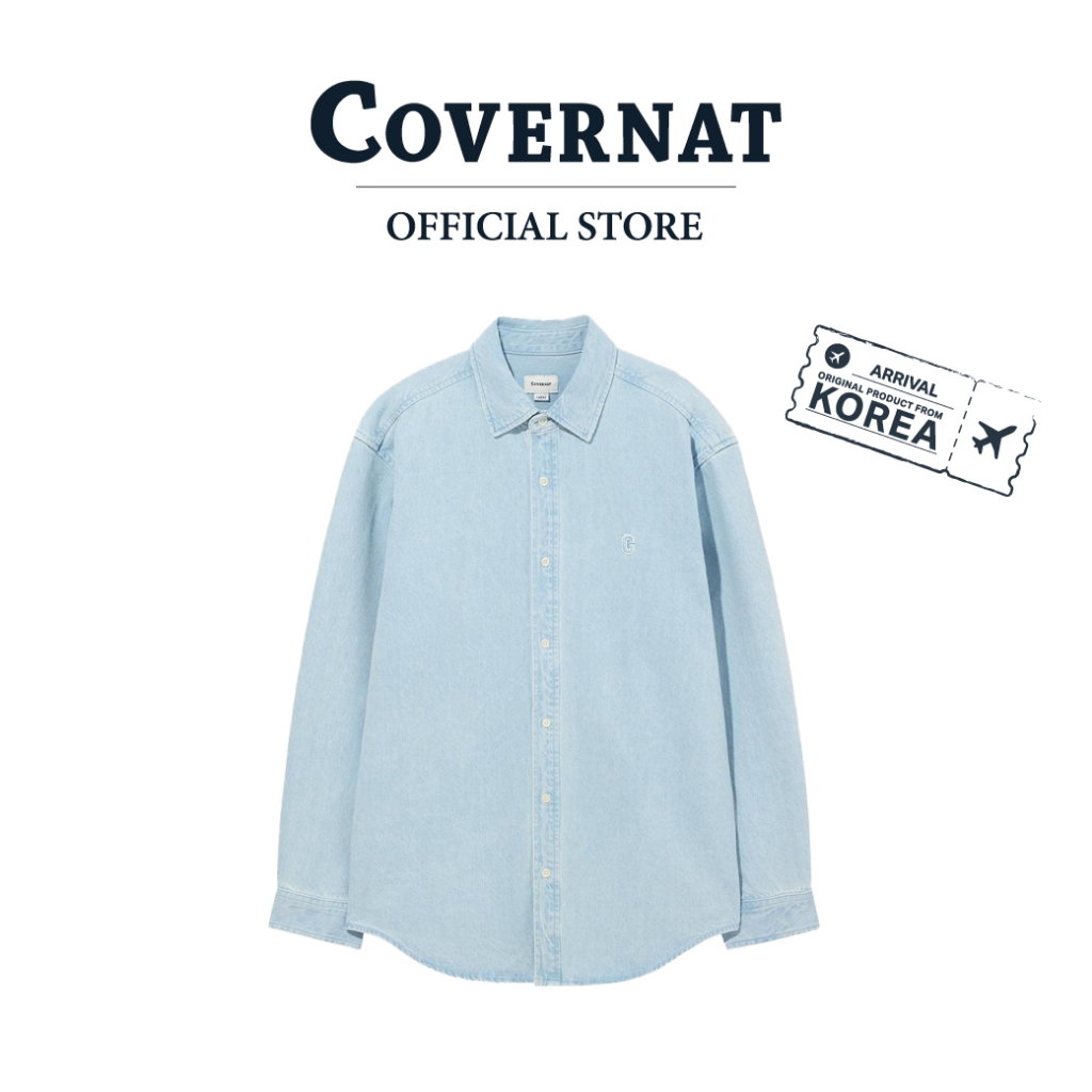 COVERNAT เสื้อเชิ้ต รุ่น C Logo Denim Shirt Blue (70043SLDLSU_U5BLXX)