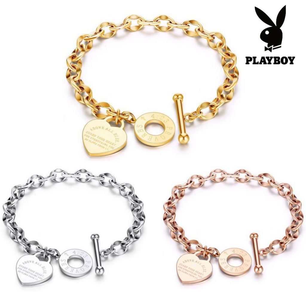 PLAYB0Y (PROVBRBS4:23) สร้อยข้อมือตัวเรือนสแตนเลสแท้✨ไม่ลอกไม่ดำ