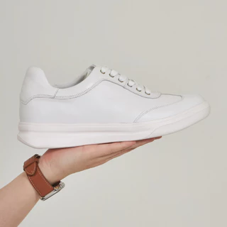 Off-White Prime Sneakers รองเท้าผ้าใบหนังแท้สีขาวเพิ่มความสูง 7.5 ซม. | รองเท้าเสริมส้น Chuniverse