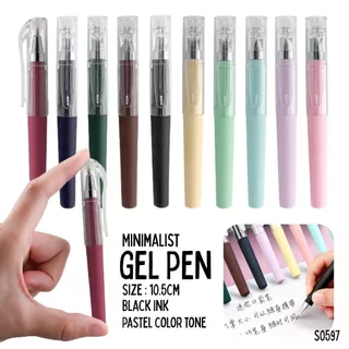 S0597 ปากกาเจล มินิมอล แท่งสั้น แบบปลอก ขนาด10.5 ซม. Gel Pen สีพาสเทล หมึกดำ เขียนลื่น