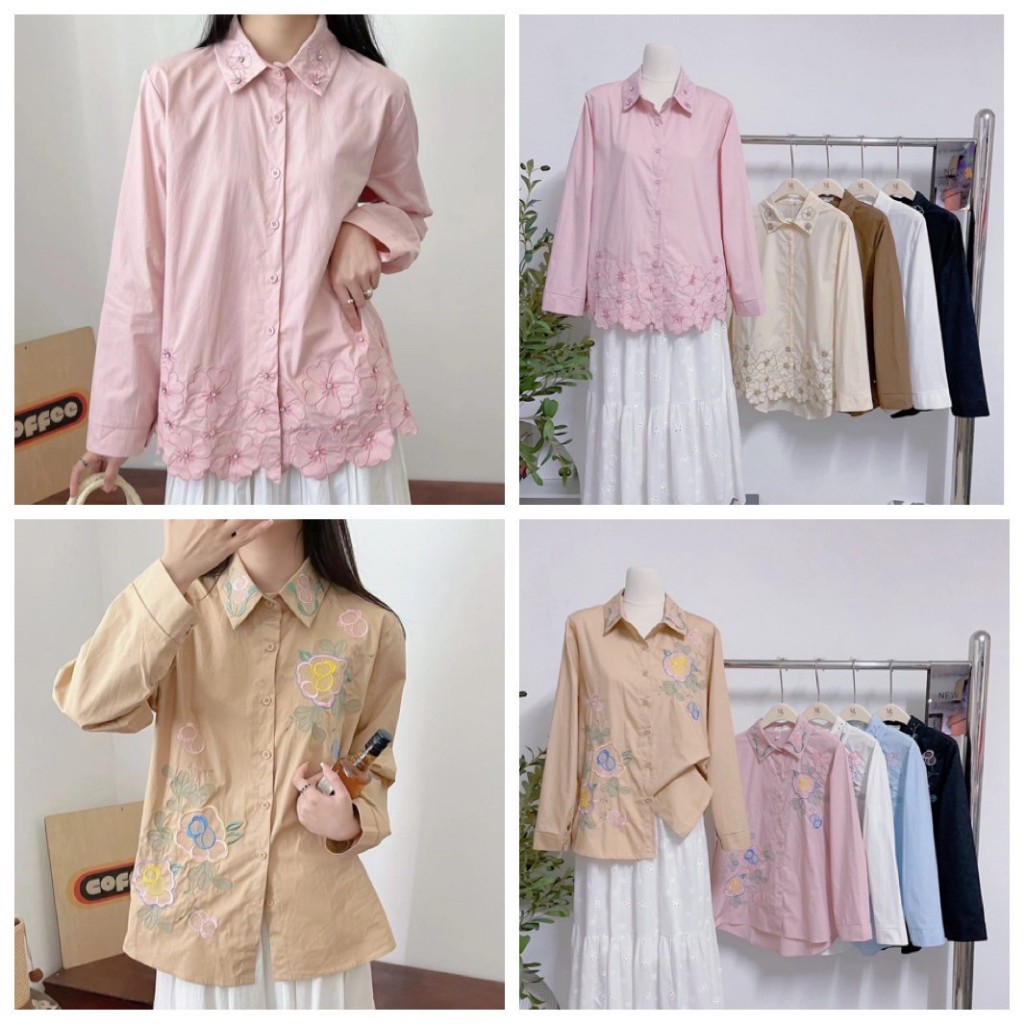 ป้าย My shop เสื้อผ้าคอตตอนปักลาย อก 42 นิ้ว ยาว 26 นิ้ว