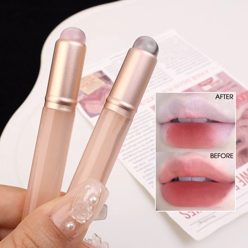 E196 แปรงทาปากซิลิโคน แบบหัวกลม เนื้อนุ่ม ยืดหยุ่น ขนาดพกพา พร้อมฝาปิดแปรง 1 ชิ้น