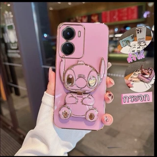 ้เคสกระจก ตั้งได้ สำหรับ OPPO A5X A6T A6 A6X A6S สติช ขาตั้งได้ ฝาหลัง แบบนิ่ม น่ารัก หมุนได้ เคสลายน่ารัก
