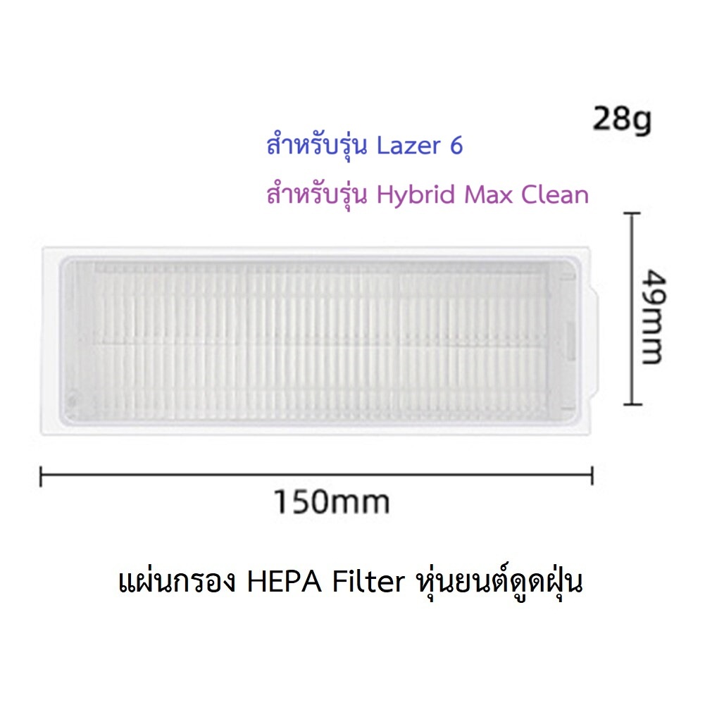 แผ่นกรอง HEPA อะไหล่ หุ่นยนด์ดูดฝุ่น AutoBot - Lazer 6, Mister Robot - Hybrid Max Clean