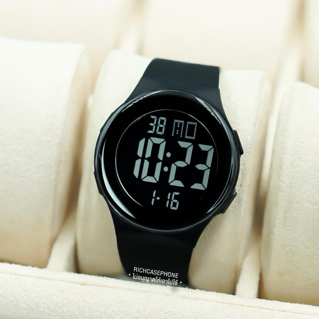 นาฬิกาข้อมือ TOMI - โทมิ แท้ รหัส TM1 กันน้ำ 100% ไฟ LED เต็มจอ หน้าปัดกลม 42 MM. สายซิลิโคนเรซิ่น มี 15 สี