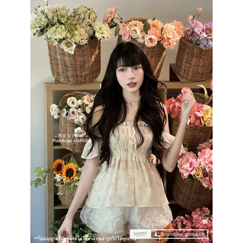 R1D022เสื้อกางเกงป้ายเรนโบว์