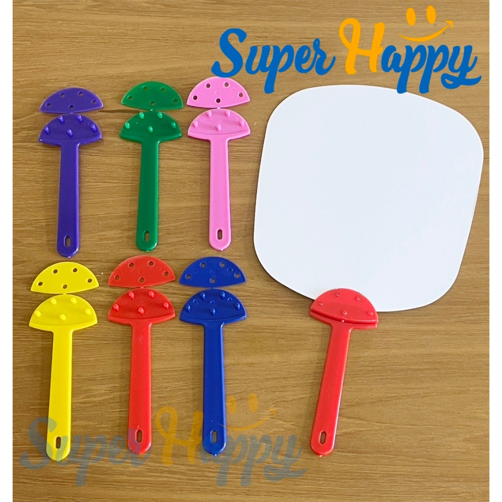 ด้ามพัดพลาสติก 5 ปุ่ม(Set5/10ชิ้น) | สำหรับทำพัดกระดาษ พัดแฟนคลับ DIY อุปกรณ์งานประดิษฐ์