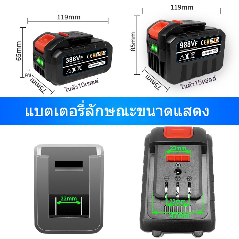 【B•SZDL】แบตเตอรี่ Dayi 21V-198v, แบตเตอรี่เครื่องตัดหญ้า, แบตเตอรี่ปืนฉีดน้ํา, แบตเตอรี่ล็อคไฟฟ้า, แบตเตอรี่เครื่องตัดหญ ราคา ถูกที่สุด ดีลบีเคเค แกลเลอรีภาพที่ 2