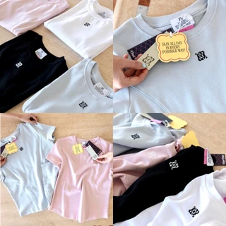 CHUUCHOP - (S-3XL) Jenna baby tee เสื้อยืดเบบี้ทรี ปักโลโก้ (C8362)