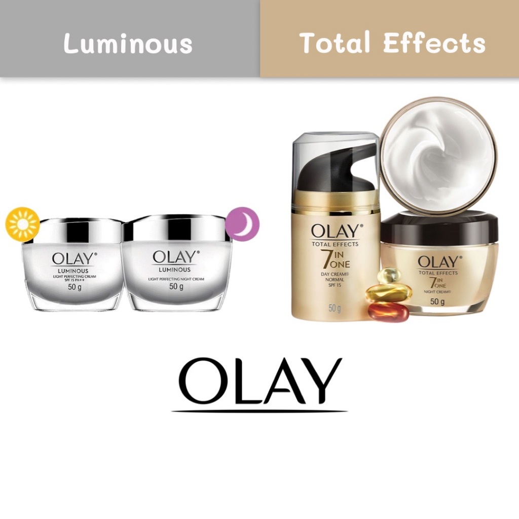 [ แพคคู่ ] Olay โอเลย์ เซรั่มและครีมลดเลือนริ้วรอย โททัล เอฟเฟ็คส์ & ลูมินัส Total Effects 7 in 1 Day & Night Cream
